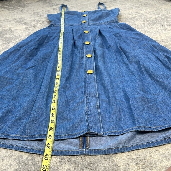 New L’Agence Denim Pleated Esmeralda Dress Button Front Blue Jean Stokes Sz 6 - Picture 12 of 16